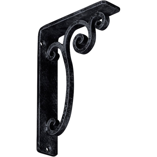 Ekena Millwork Avery Wrought Iron Bracket, (Single center brace), Antiqued Pewter 1 1/2"W x 5 1/2"D x 8"H BKTM01X05X08SAVAPW - main